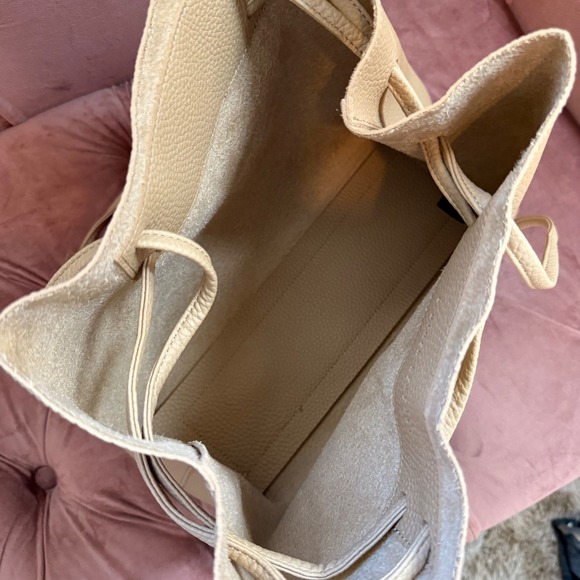 Tan Faux Leather Tote Bag, Minimalist Satchel, Lightweight Shoulder Bag - Picture 5 of 11